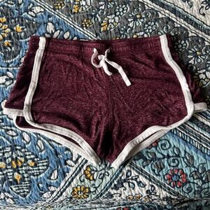 Aeropostale Burgundy and White Women's Shorts
